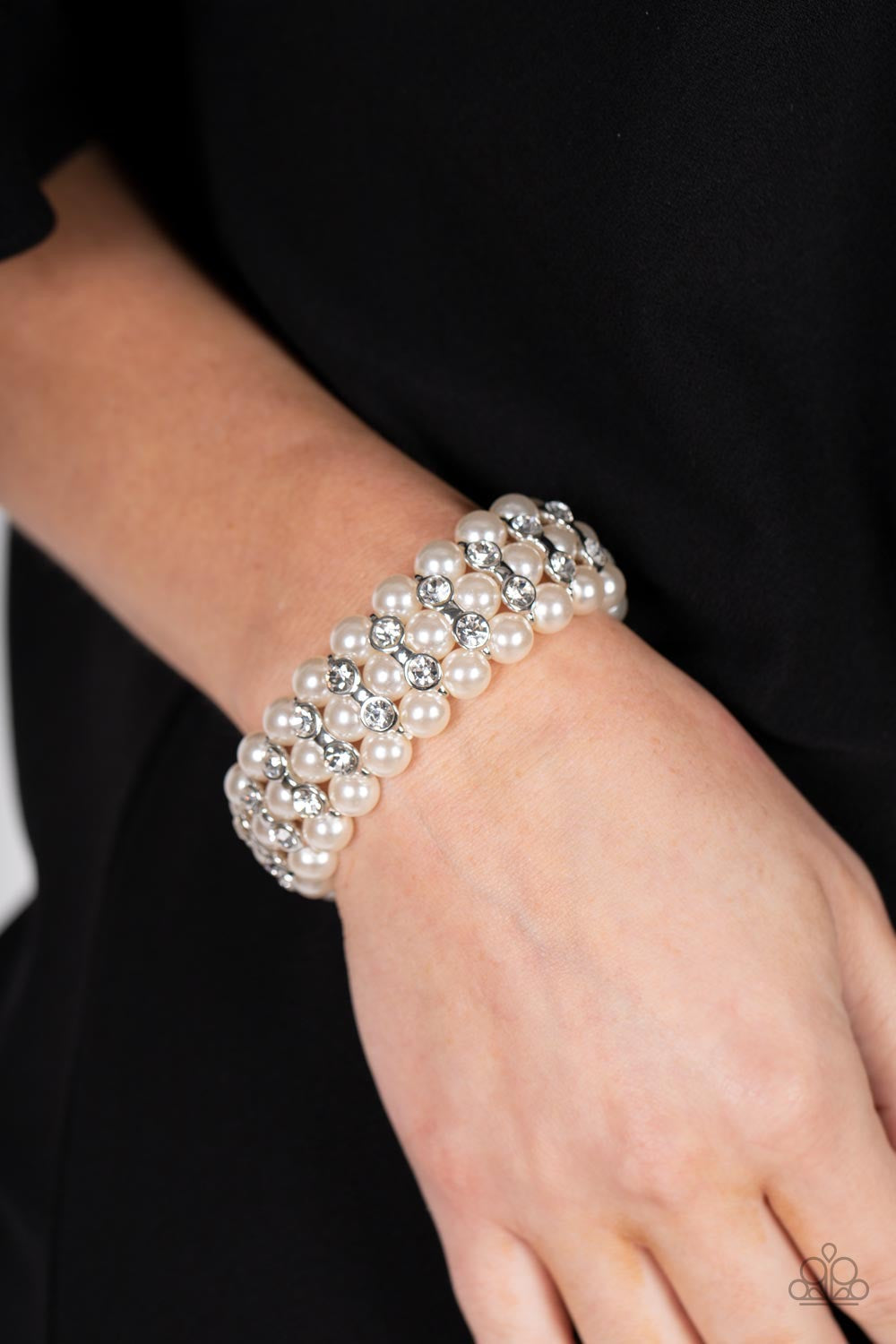 Paparazzi Eiffel Tower Elegance - White Bracelet - Pusher P