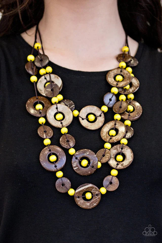 Paparazzi Bahama Bungalow - Yellow Necklace Paparazzi Jewelry images
