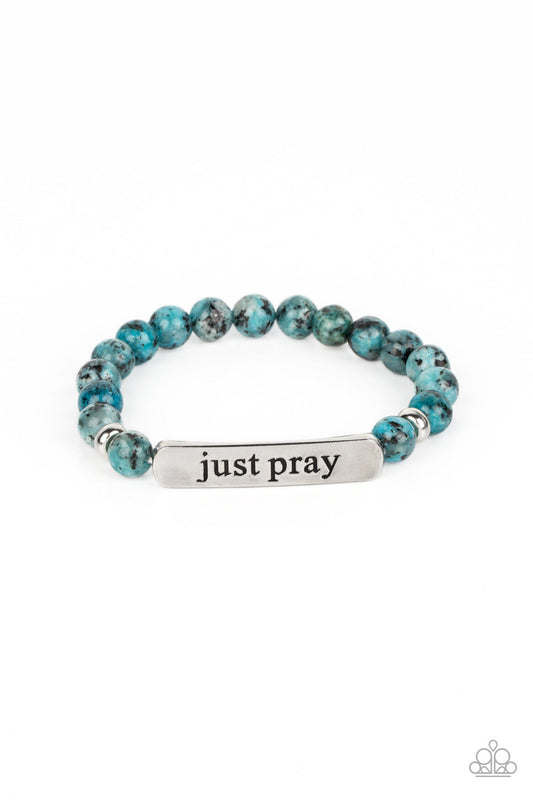 Paparazzi Just Pray - Blue Bracelet -Paparazzi Jewelry Images