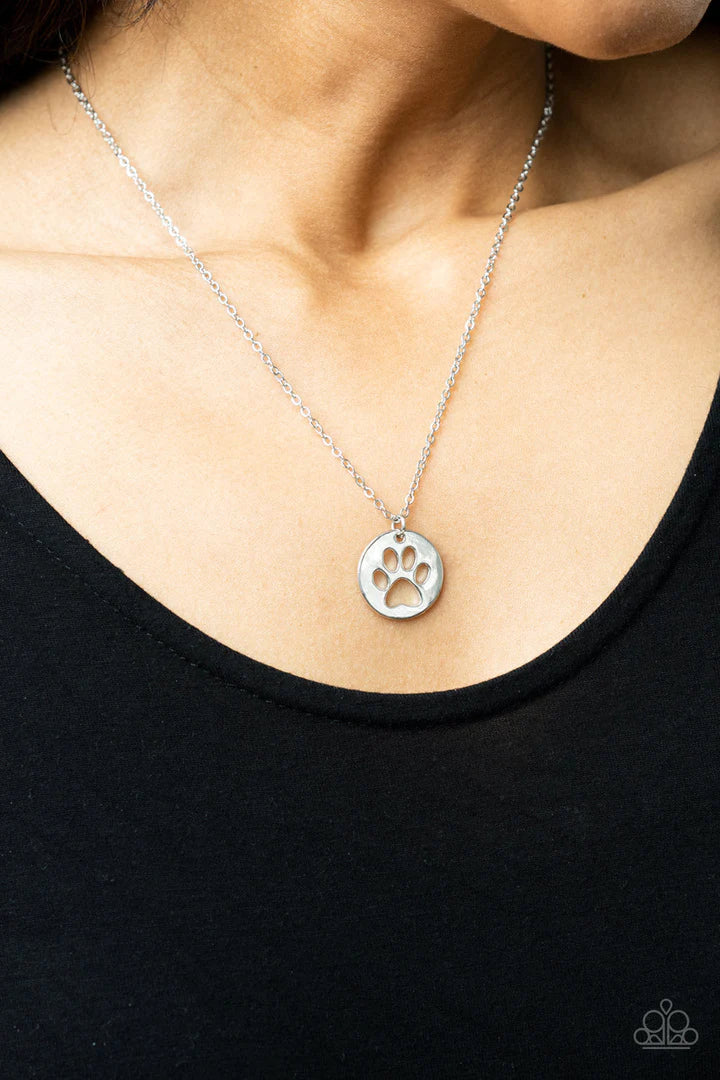 Paparazzi Think Paw-sitive - Silver Necklace Paparazzi Jewelry Images