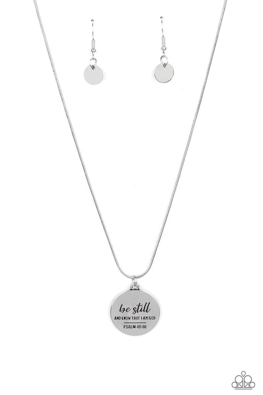 Be Still Silver Inspirational Paparazzi Necklace