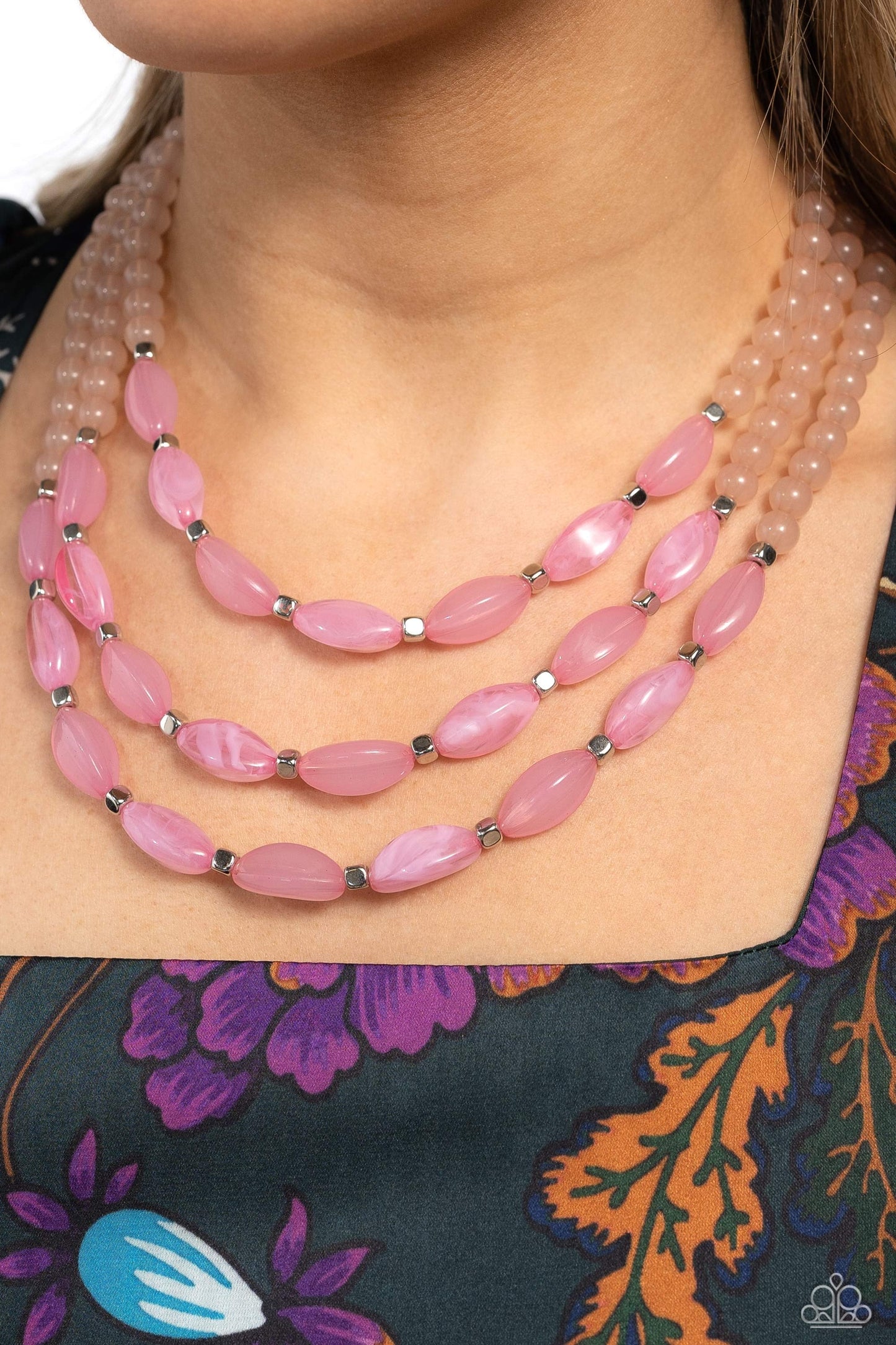 2 piece set: I BEAD You Now - Pink Necklace & BEAD Drill - Pink Bracelet