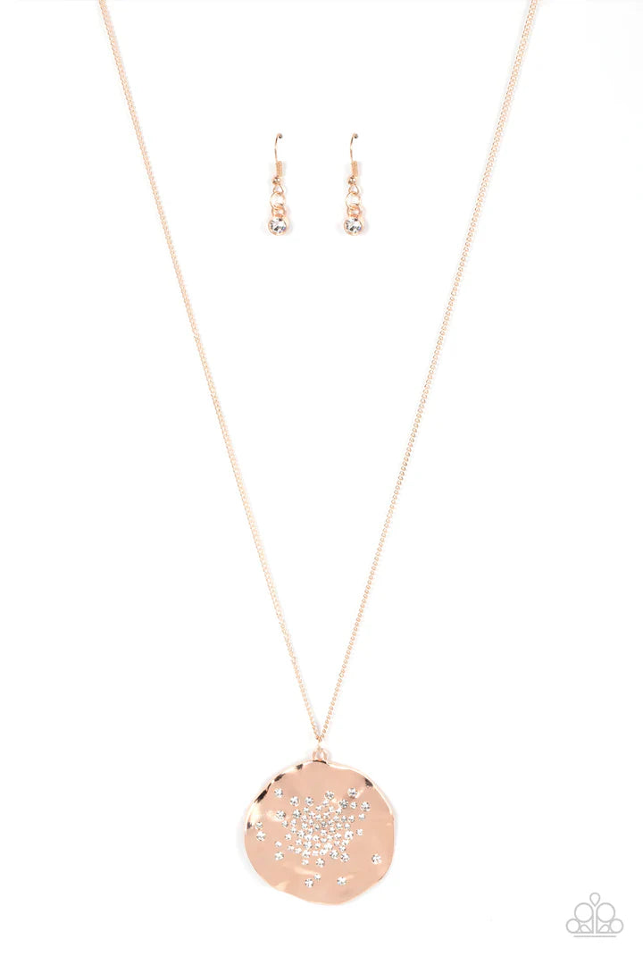 Paparazzi Boom and Combust - Rose Gold Necklace Paparazzi Jewelry Images