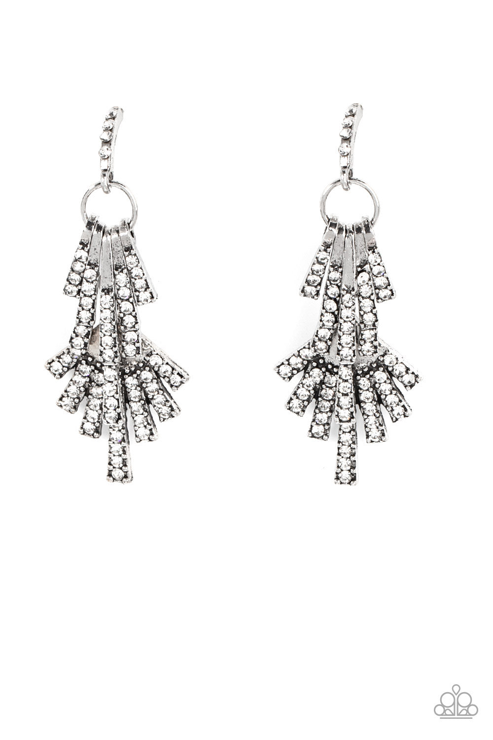 Paparazzi Fan of Glam - White Earrings -Paparazzi Jewelry Images
