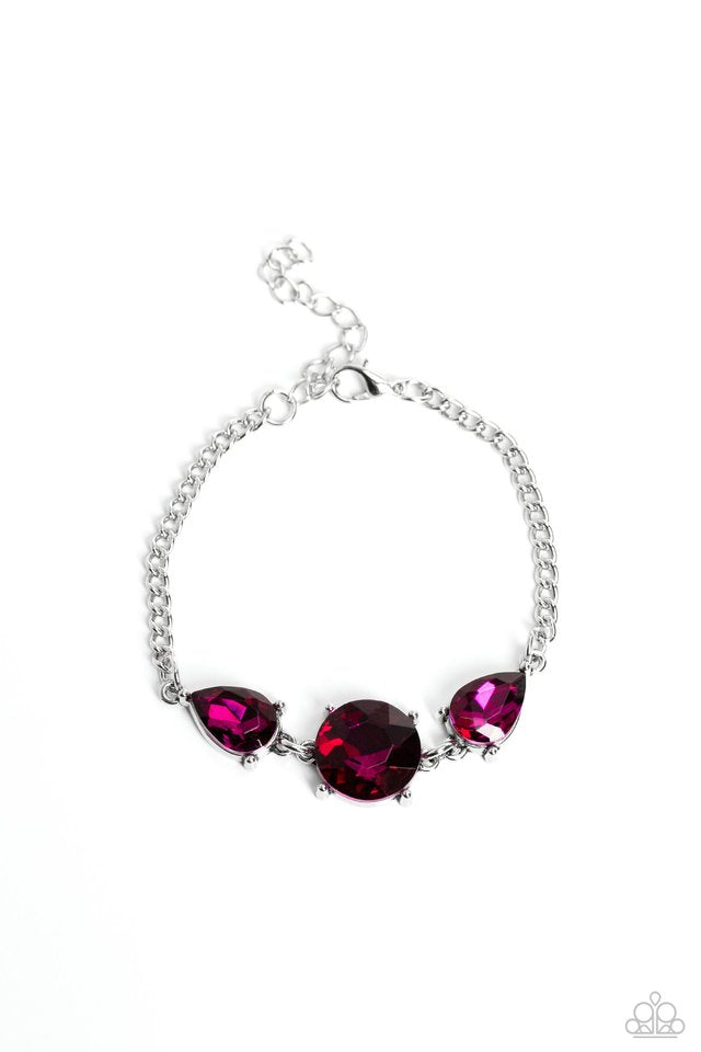 Round Royalty Pink Necklace & Twinkling Trio Pink Bracelet 2 Piece Pink Set