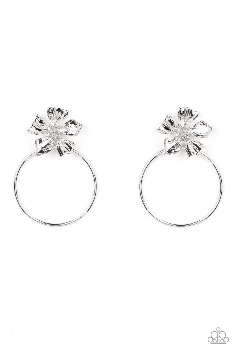 Paparazzi Buttercup Bliss- Silver Earring- Life of the Party August 2022 - Pusher P