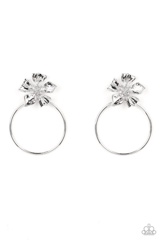 Paparazzi Buttercup Bliss- Silver Earring- Life of the Party August 2022 - Pusher P