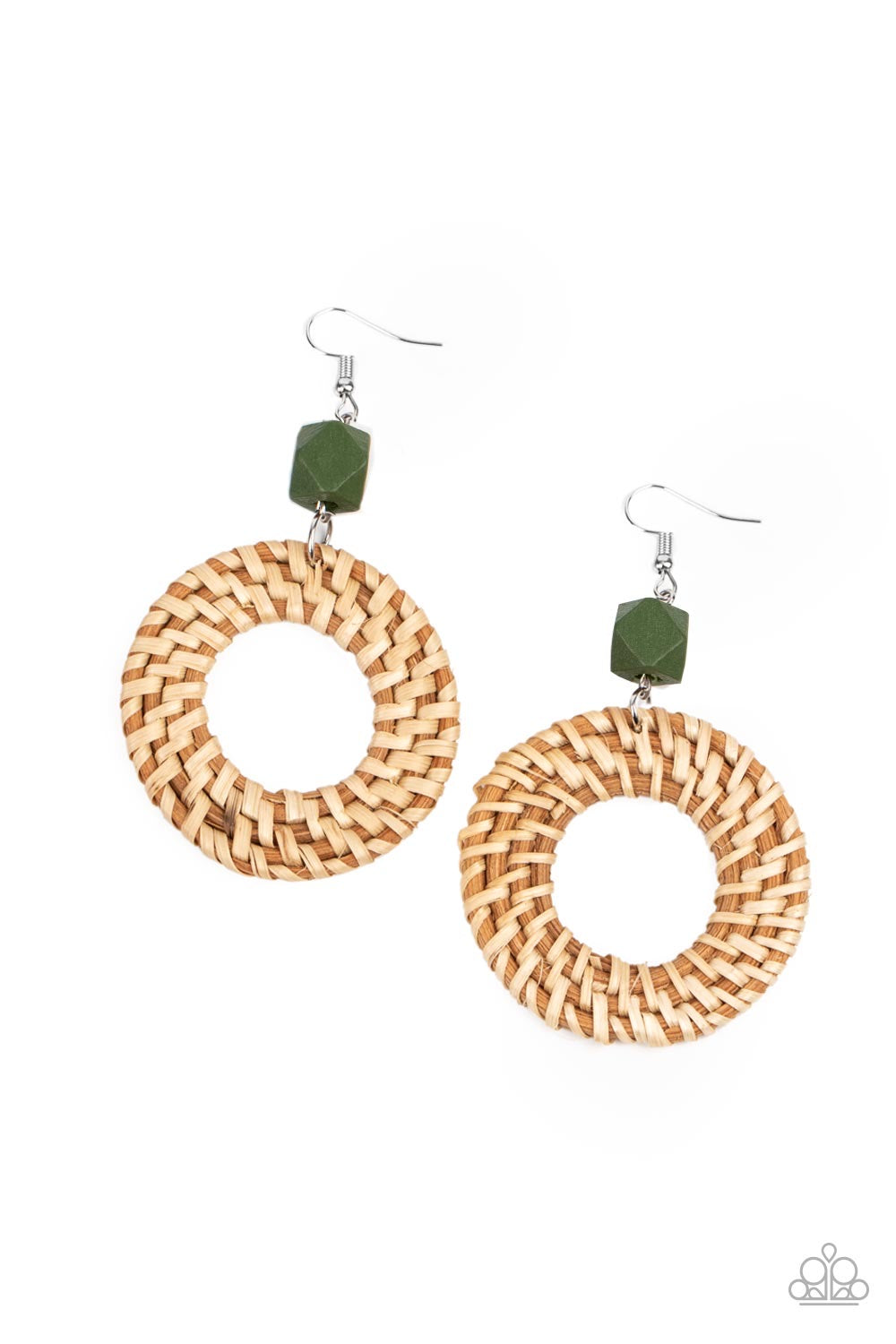 Wildly Wicker - Green Earrings