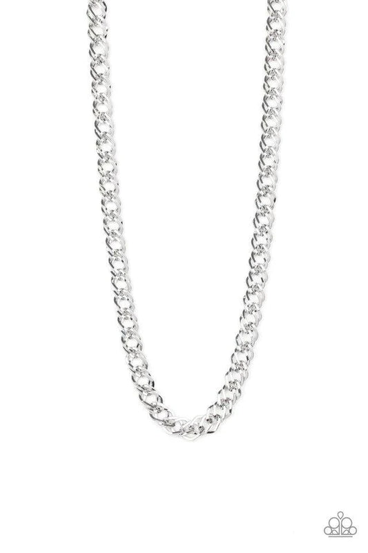 Mens Silver Necklace - Paparazzi Undefeated - Silver Necklace Paparazzi Jewelry image