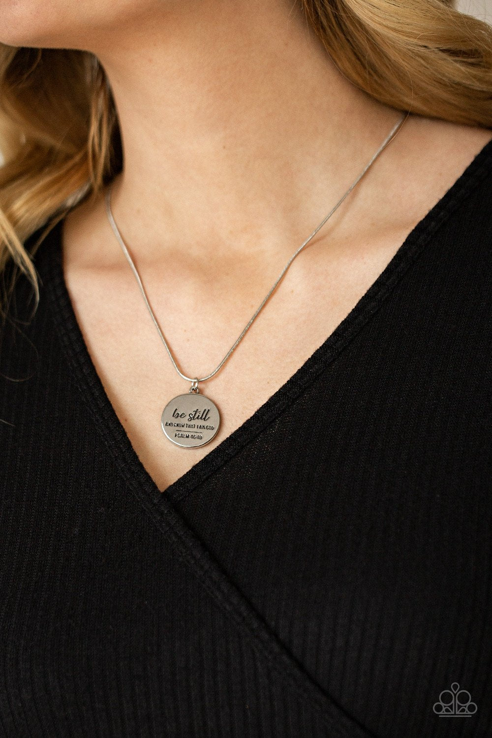 Be Still Silver Inspirational Paparazzi Necklace