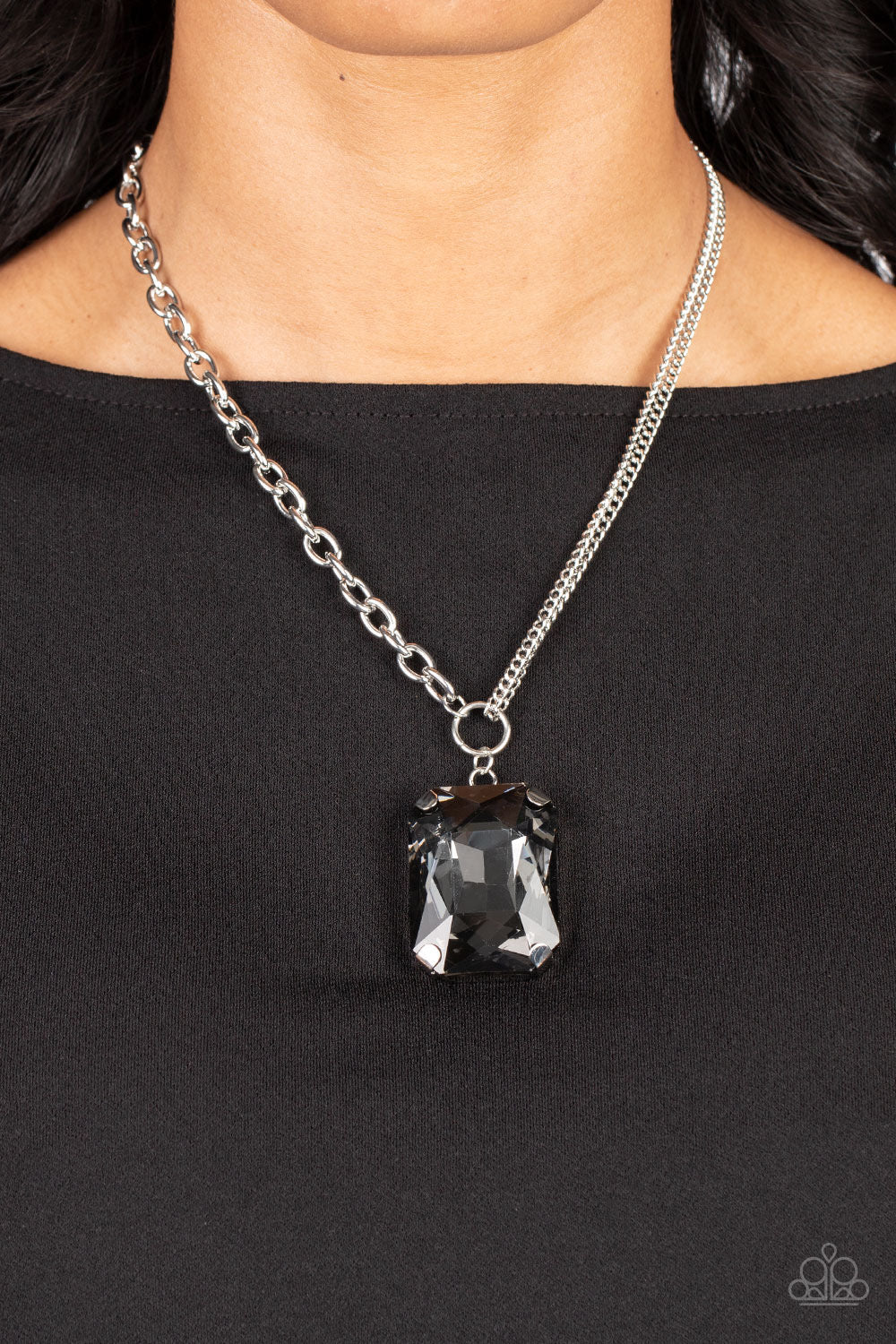 Paparazzi Instant Intimidation - Silver Necklace -Paparazzi Jewelry Images