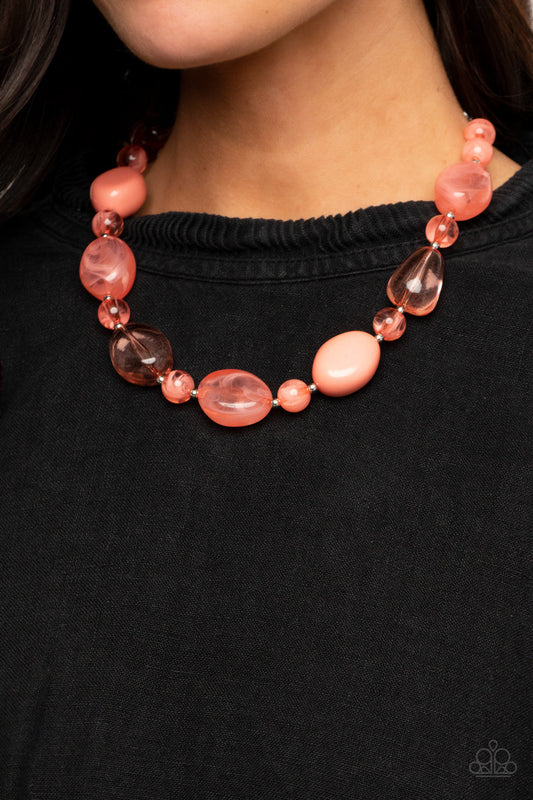 2pc Set: Staycation Stunner - Orange Necklace & I Need a STAYCATION - Orange Bracelet