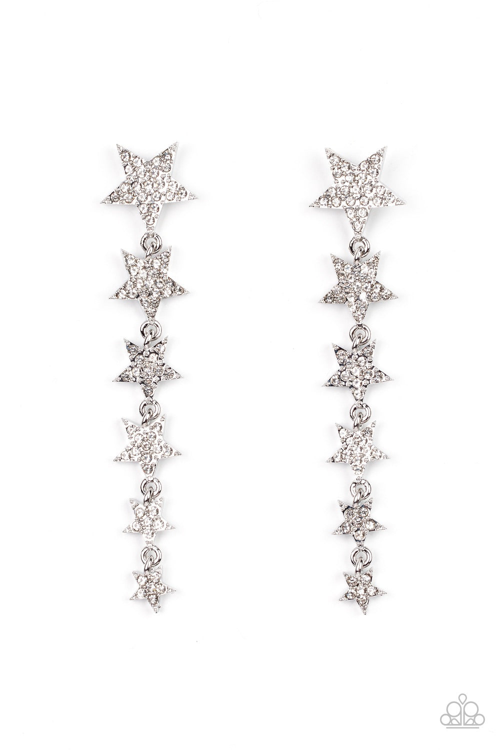 Paparazzi Americana Attitude - White Earring - Pusher P