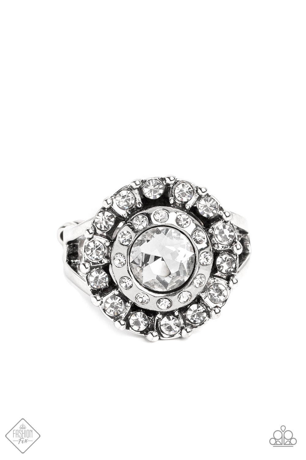 Paparazzi Twinkling Trance - White Ring- Fashion Fix January 2023-Paparazzi Jewelry Images