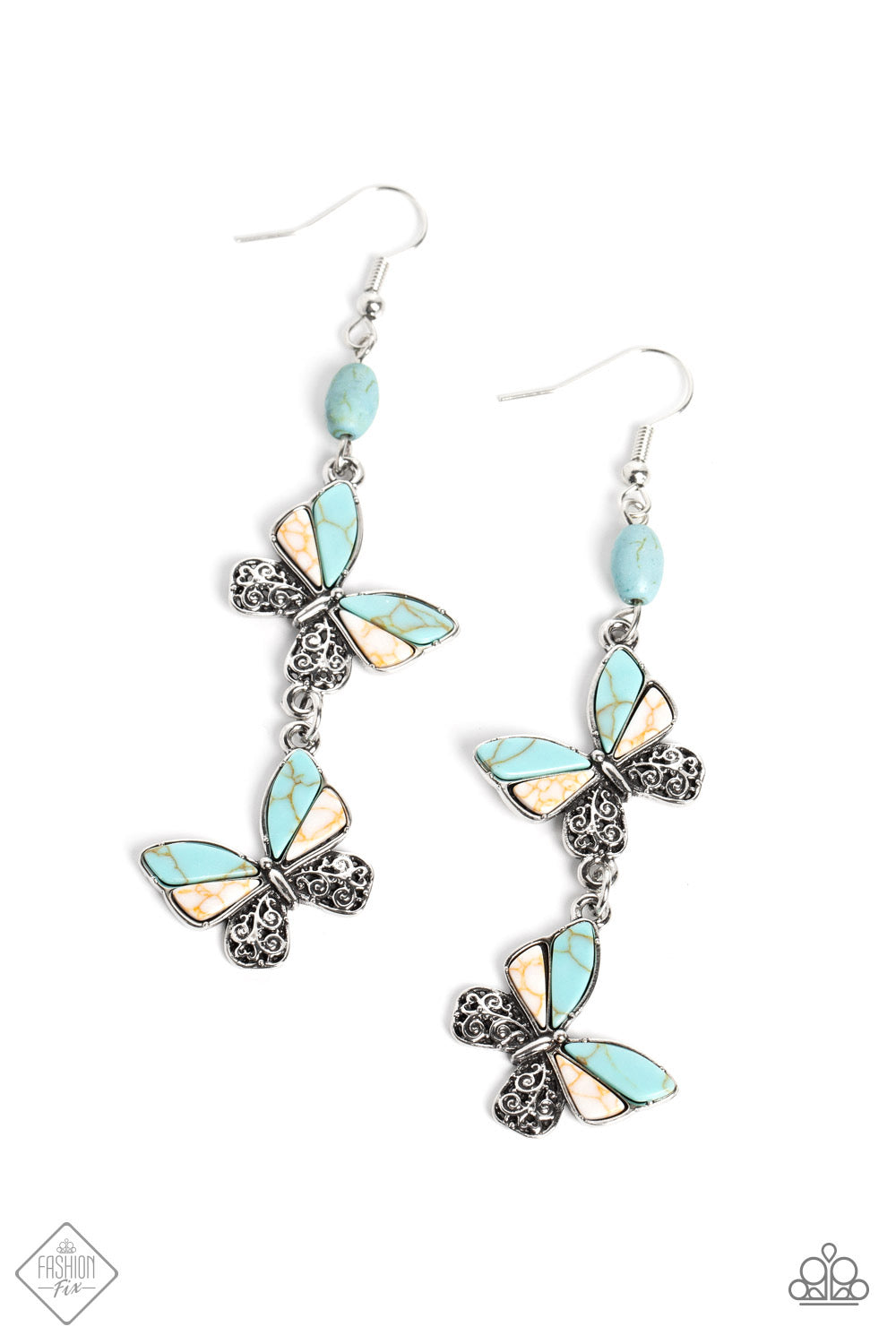 Paparazzi Spirited Soar - Blue Earrings-Fashion Fix January 2023-Paparazzi Jewelry Images