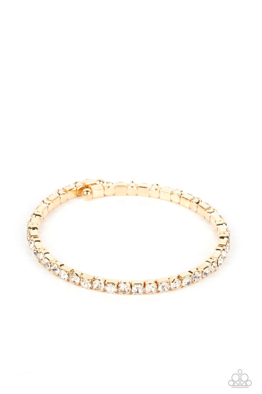 Paparazzi Rhinestone Spell - Gold Bracelet -Paparazzi Jewelry Bracelet