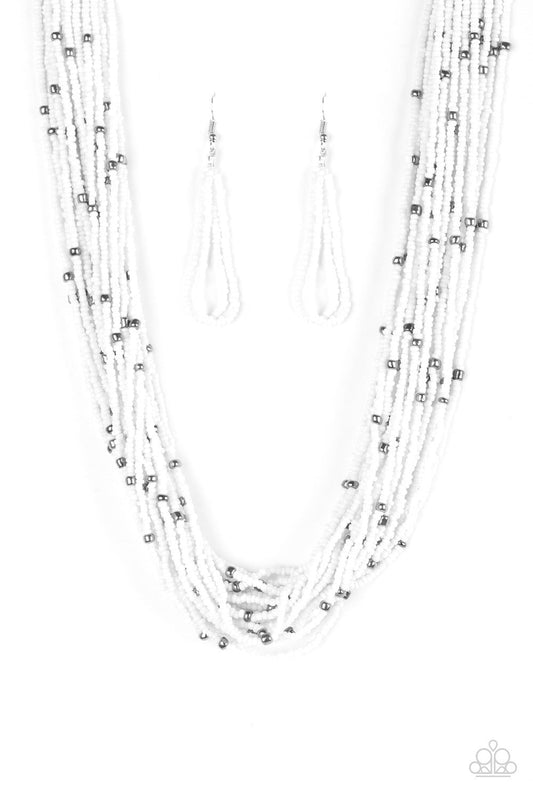 Paparazzi Summer Samba - White Necklace -Paparazzi Jewelry Images