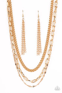 Paparazzi Galvanized Grit- Gold Necklace - Pusher P