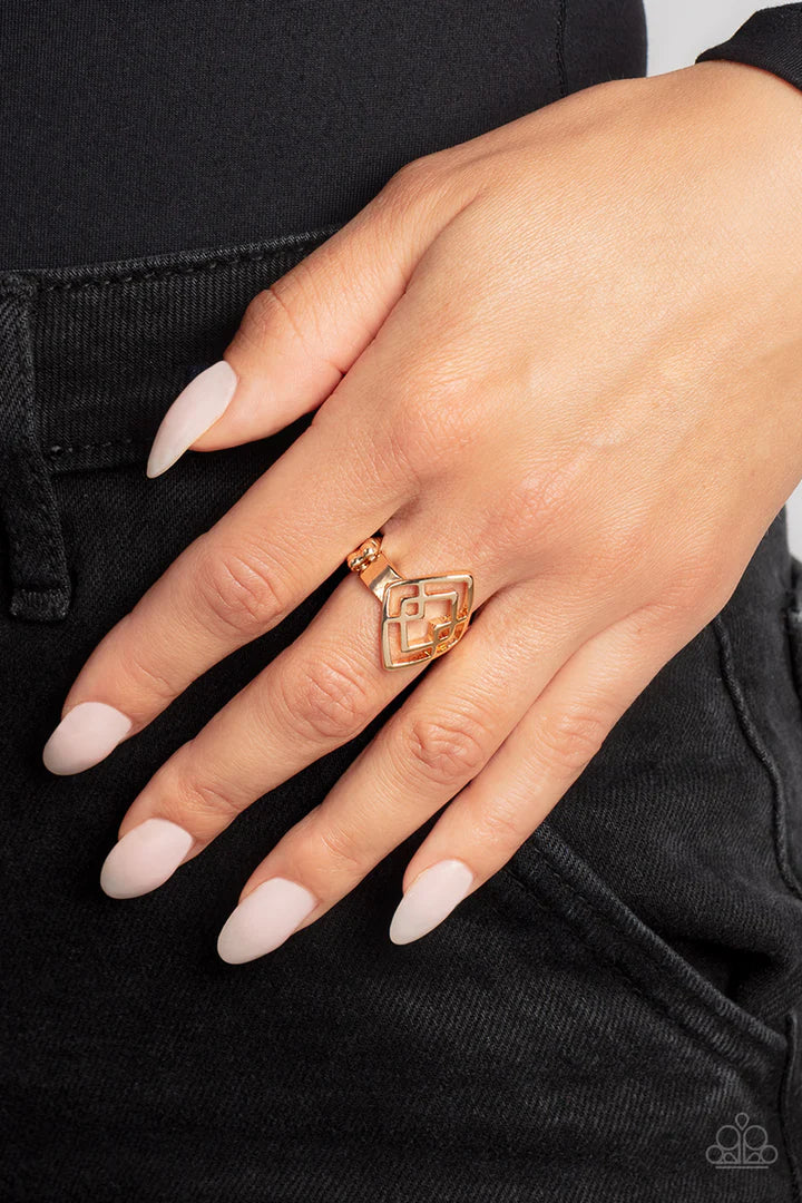 Diamond Duo - Gold Ring | Paparazzi Accessories