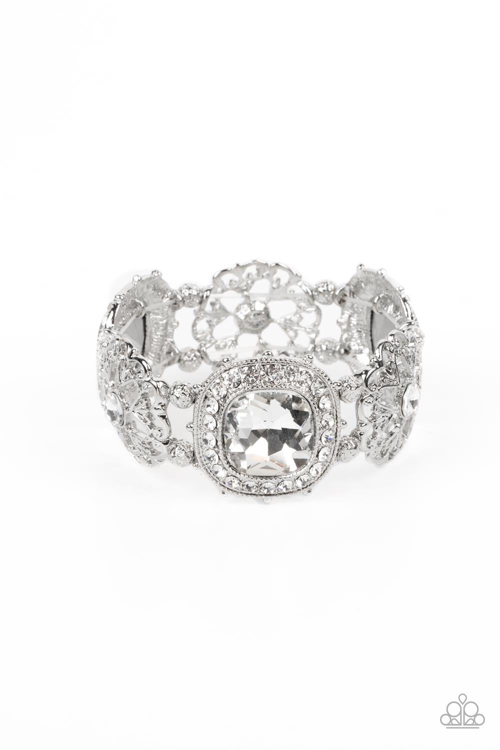 Paparazzi Gilded Gallery - White Bracelet - Bling Jewelry - Paparazzi Jewelry Images