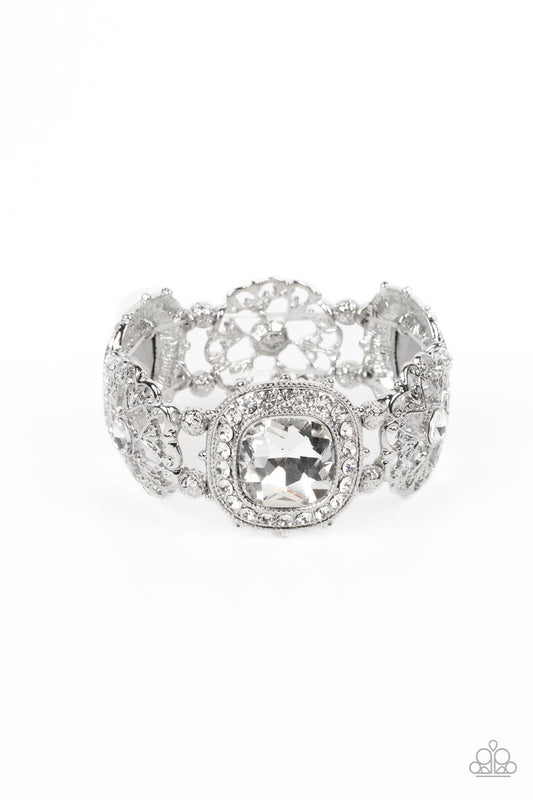 Paparazzi Gilded Gallery - White Bracelet - Bling Jewelry - Paparazzi Jewelry Images