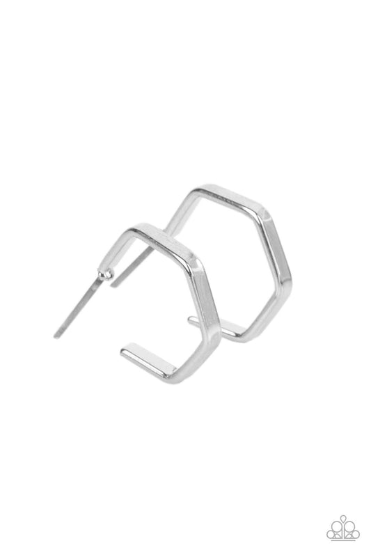 aparazzi Haute Hexagons - Silver Earrings -Paparazzi Jewelry Images