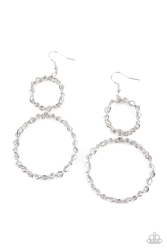 Paparazzi Earrings - Paparazzi Twist of Fabulous - Silver Earring Paparazzi jewelry image