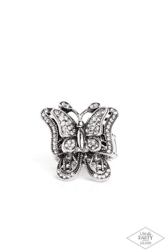 Free To Fly - White Ring - Butterfly Jewelry