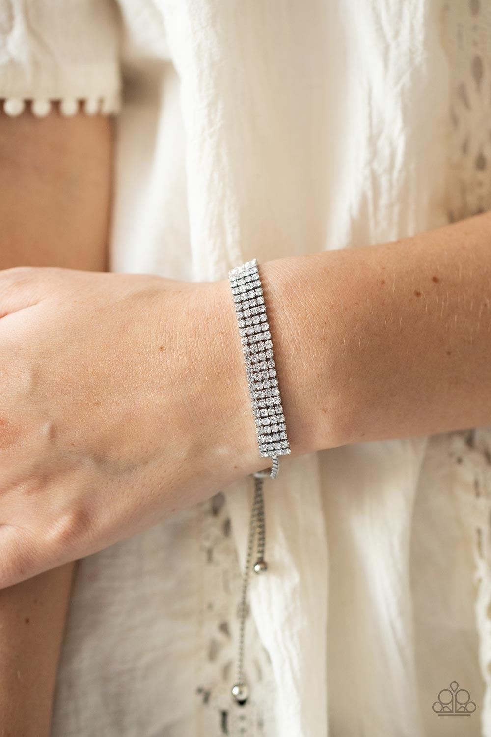 Paparazzi A DIAMOND a Dozen - White Bracelet - Pusher P