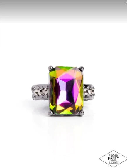 Bring Down The Powerhouse - Multi Oil Spill Ring - Oil Spill Jewelry Paparazzi jewelry images