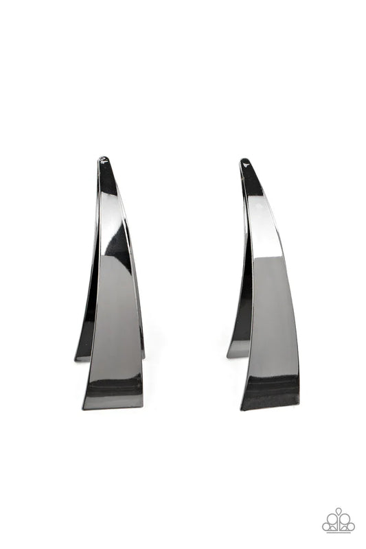 Paparazzi Earrings - Underestimated Edge - Black Earrings Paparazzi Jewelry Images