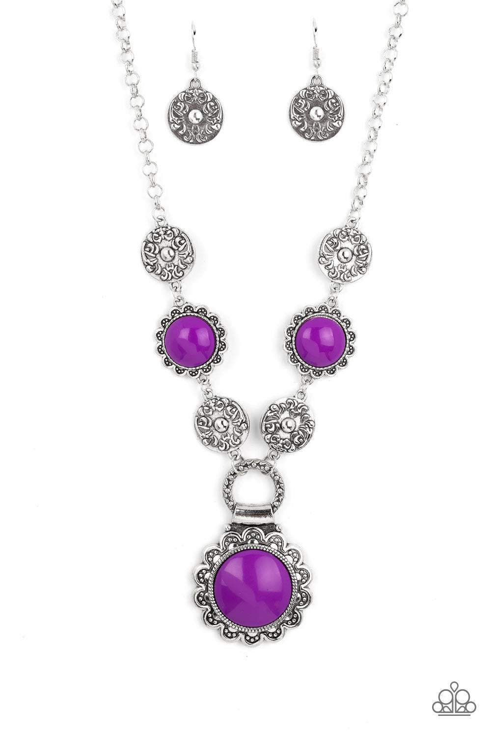 2 Piece Set - Poppy Persuasion - Purple Necklace & Positively Poppy - Purple Bracelet
