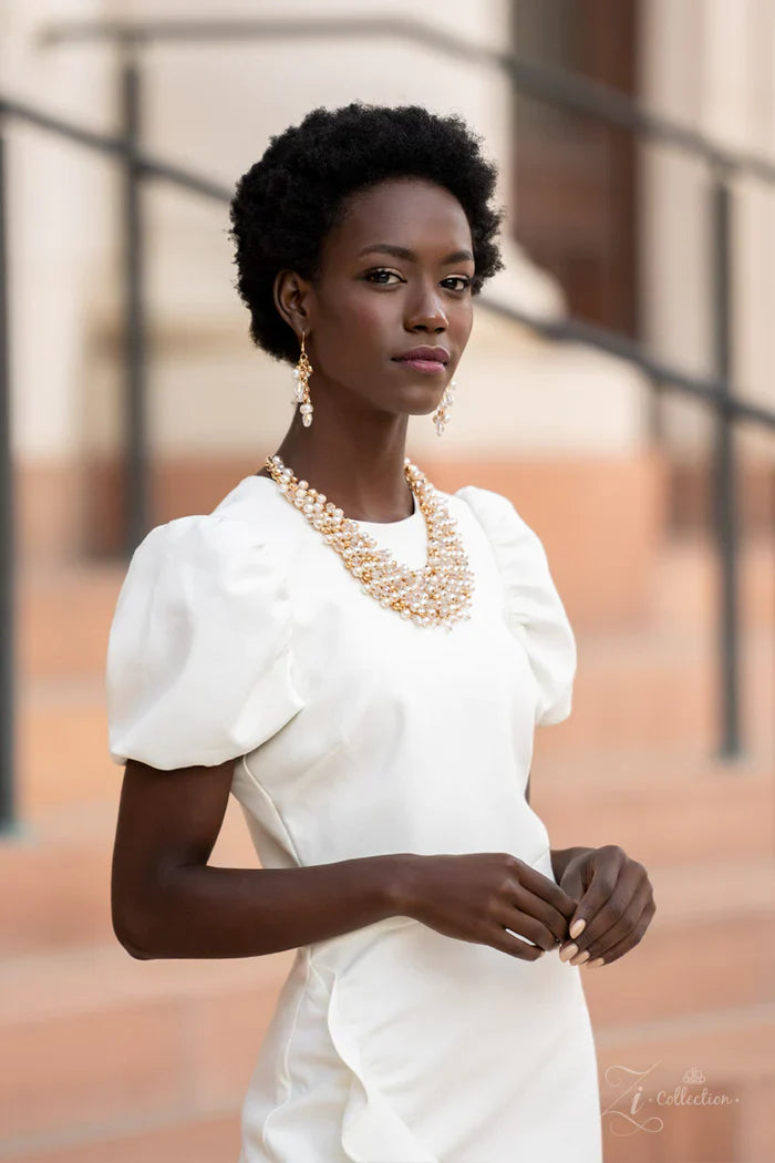 Sentimental 2021 Zi Collection White Pearl Pusher P Necklace