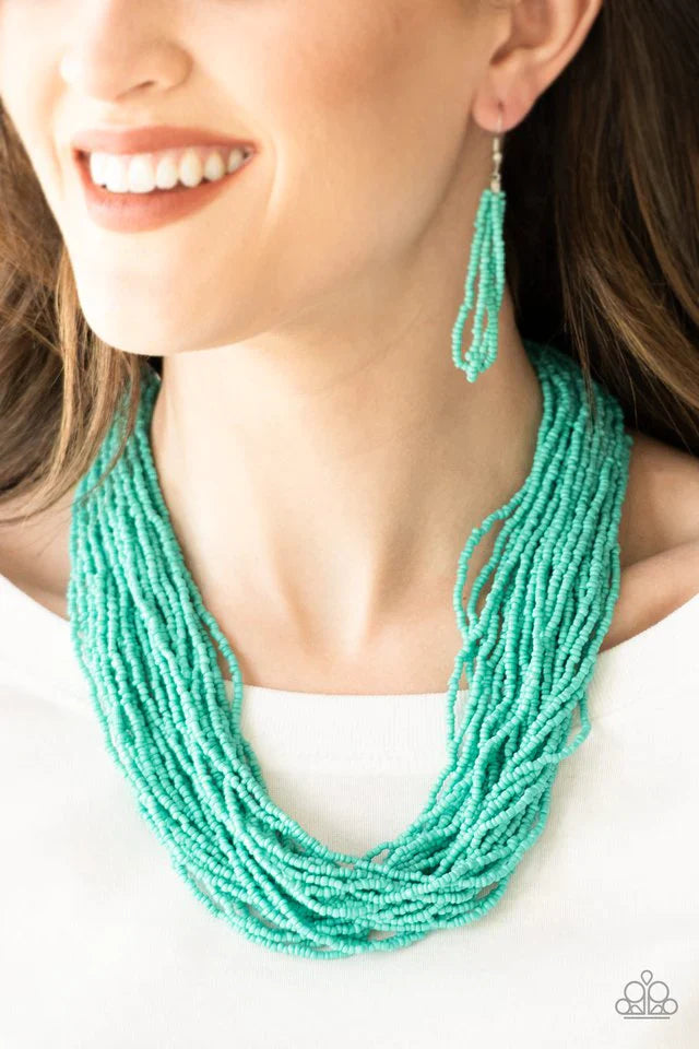 Seed Bead Necklace - Paparazzi Show Must Congo On! - Blue Necklace Paparazzi jewelry image