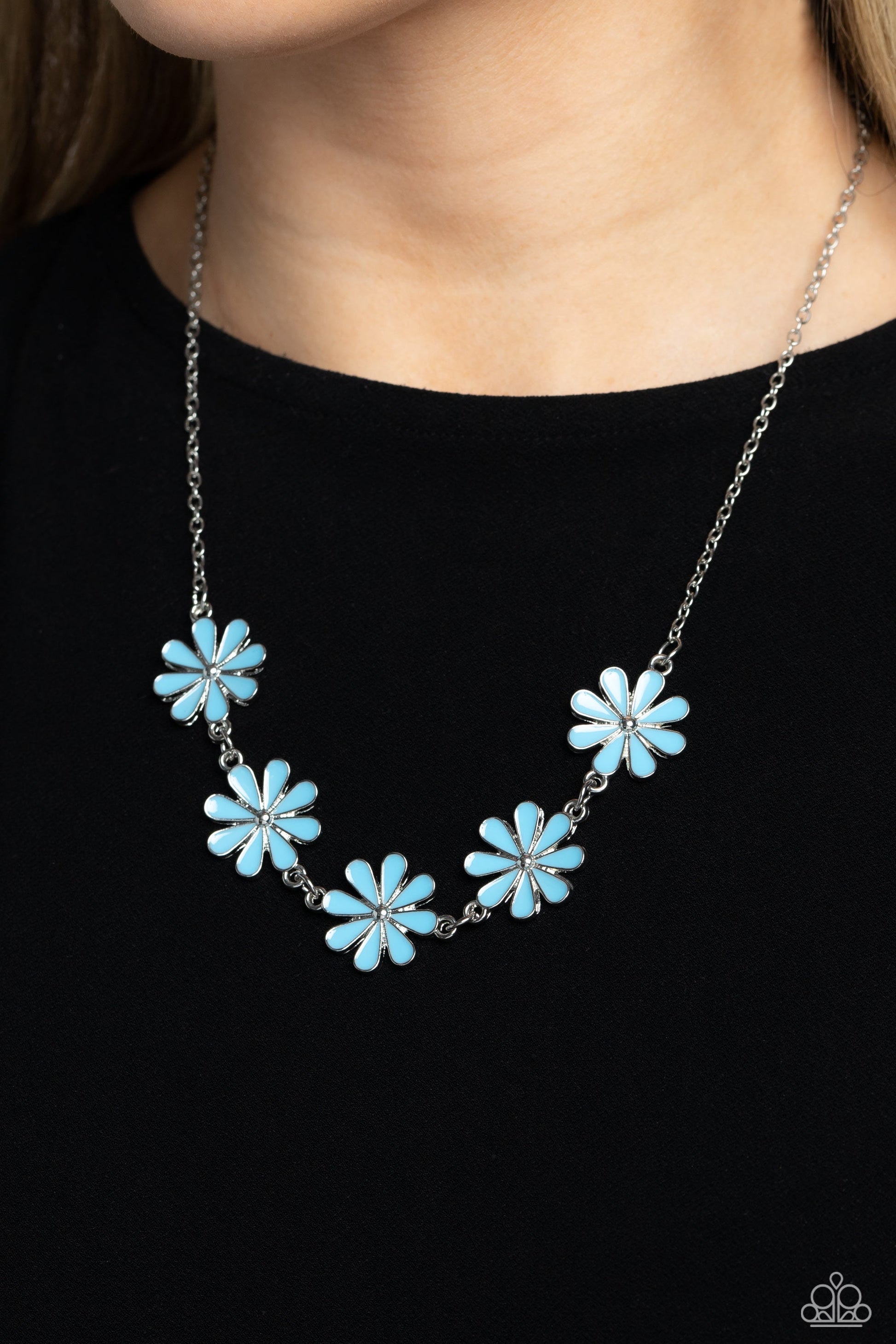 Paparazzi Flora Fantasy - Blue Necklace -Paparazzi Jewelry Images