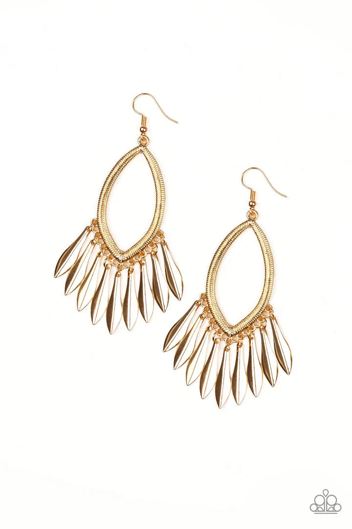Paparazzi My Flair Lady - Gold Earrings - Dangle Earrings Paparazzi jewelry images
