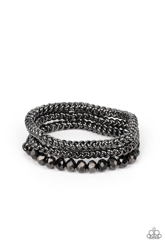 Paparazzi Gutsy and Glitzy - Black Bracelet -Paparazzi Jewelry Bracelet
