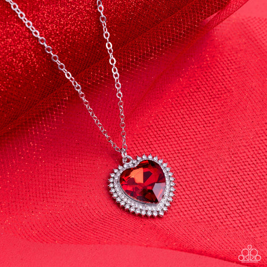 Paparazzi Sweethearts Stroll - Red Heart Necklace -Paparazzi Jewelry Images