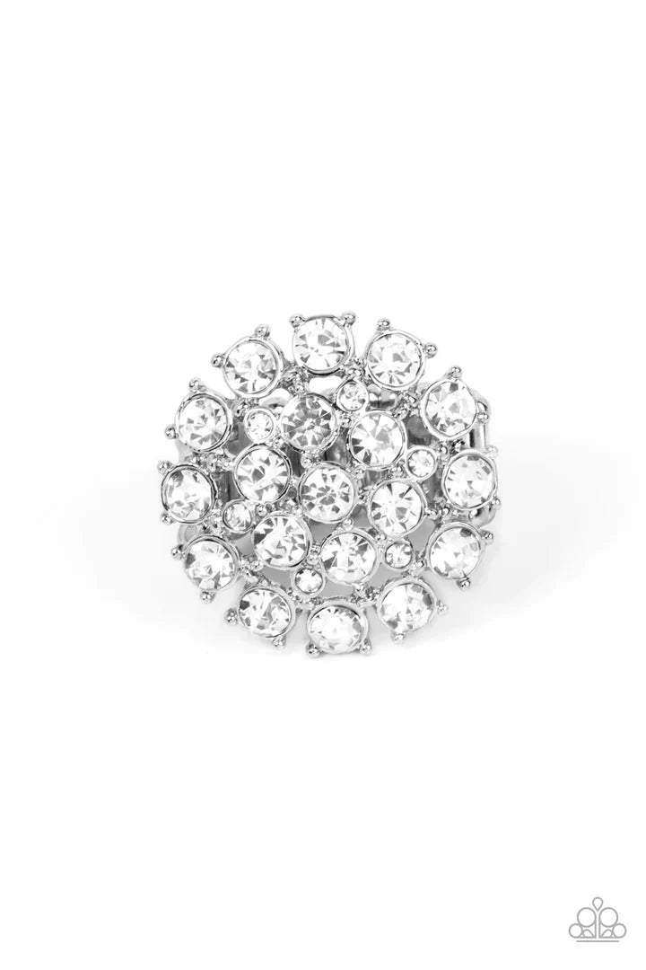 Paparazzi SELFIE-Confidence - White Ring - Bling Jewelry Paparazzi jewelry images