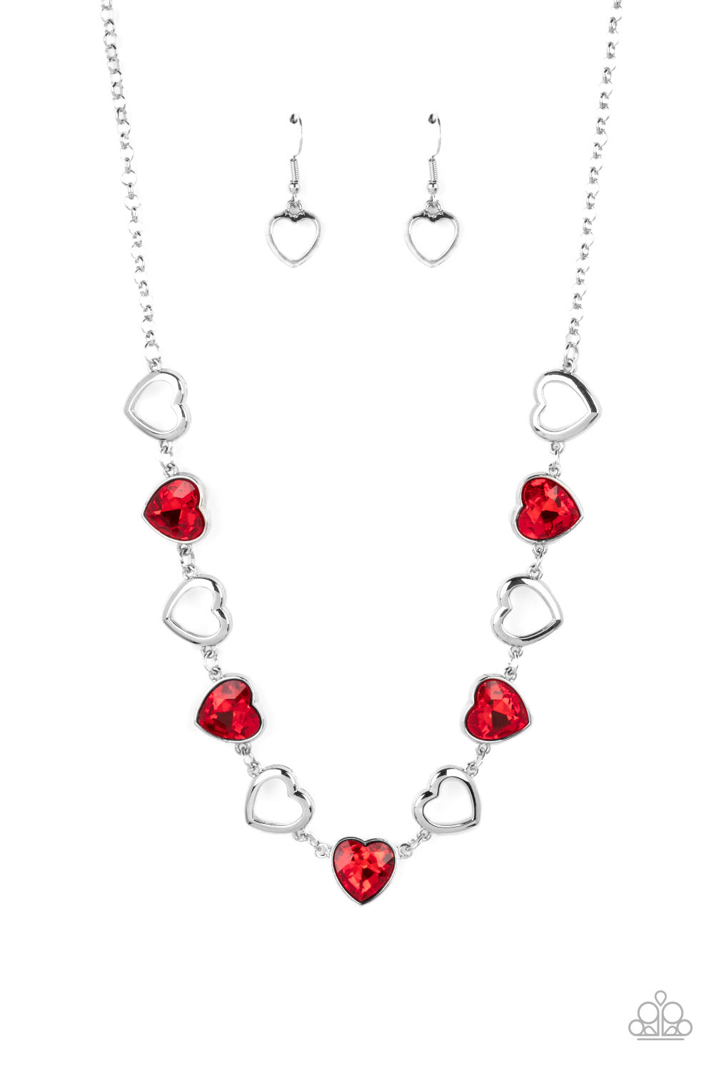 Paparazzi 2pc Set: Contemporary Cupid - Red Necklace & Sentimental Sweethearts - Red Bracelet