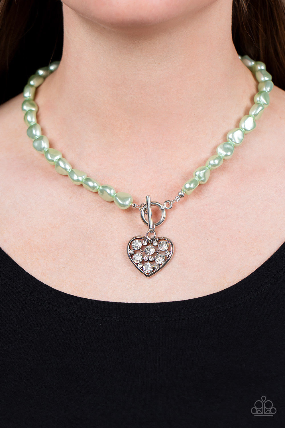 Paparazzi Color Me Smitten - Green Heart Necklace -Paparazzi Jewelry Images