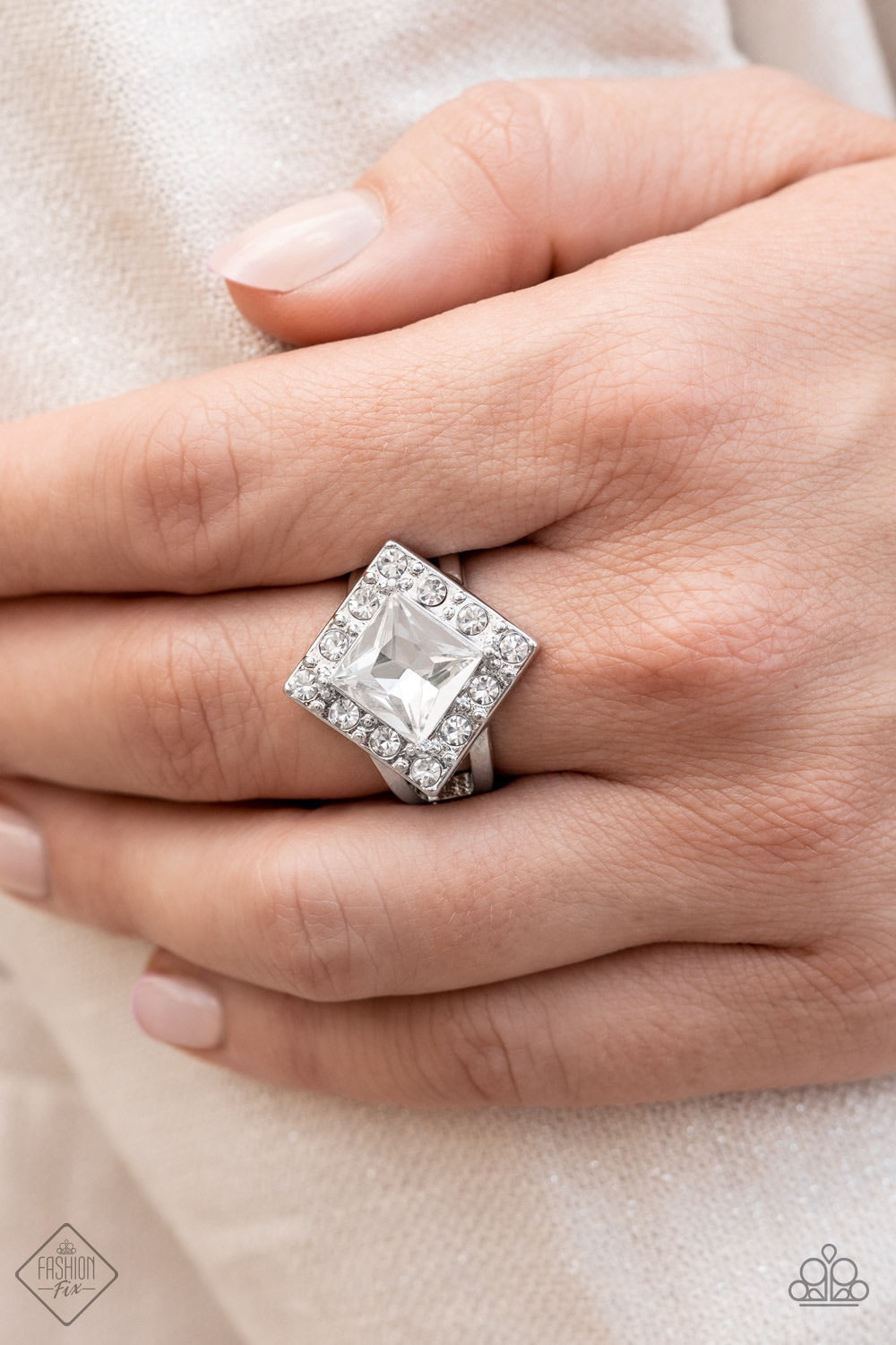 Paparazzi September 2022 Fashion Fix-Transformational Twinkle - White Ring - Pusher P