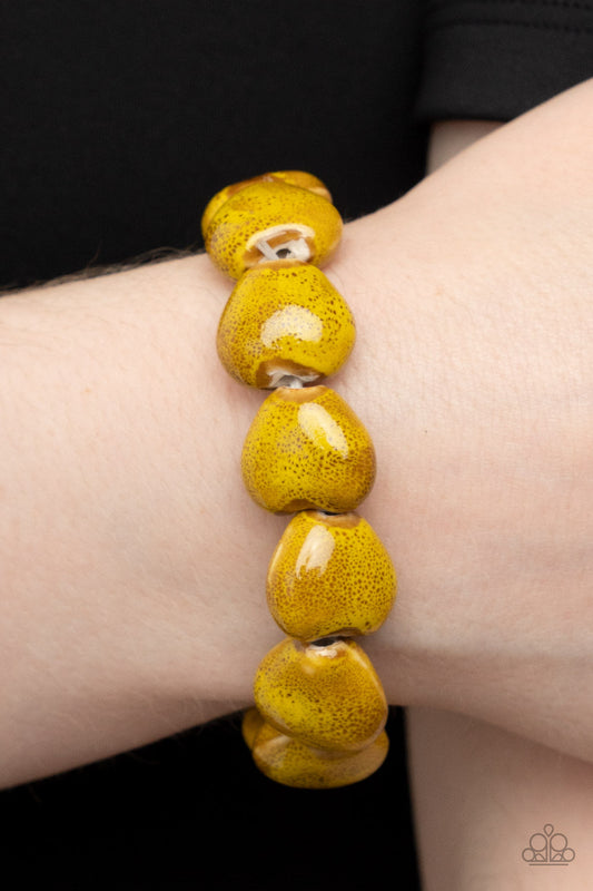 Paparazzi GLAZE a Trail - Yellow Bracelet -Paparazzi Jewelry Images