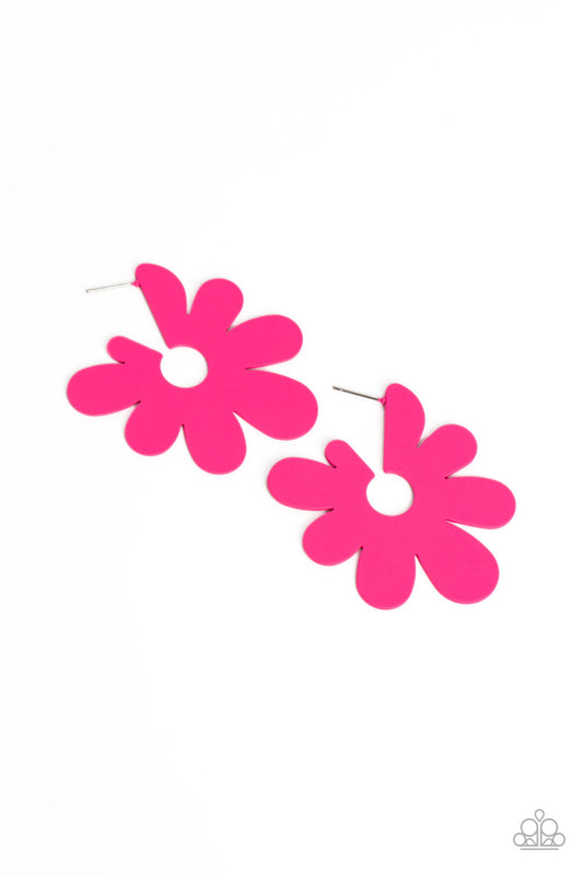 Paparazzi Flower Power Fantasy - Earrings Flower - Pink Earrings - Paparazzi Jewelry Images