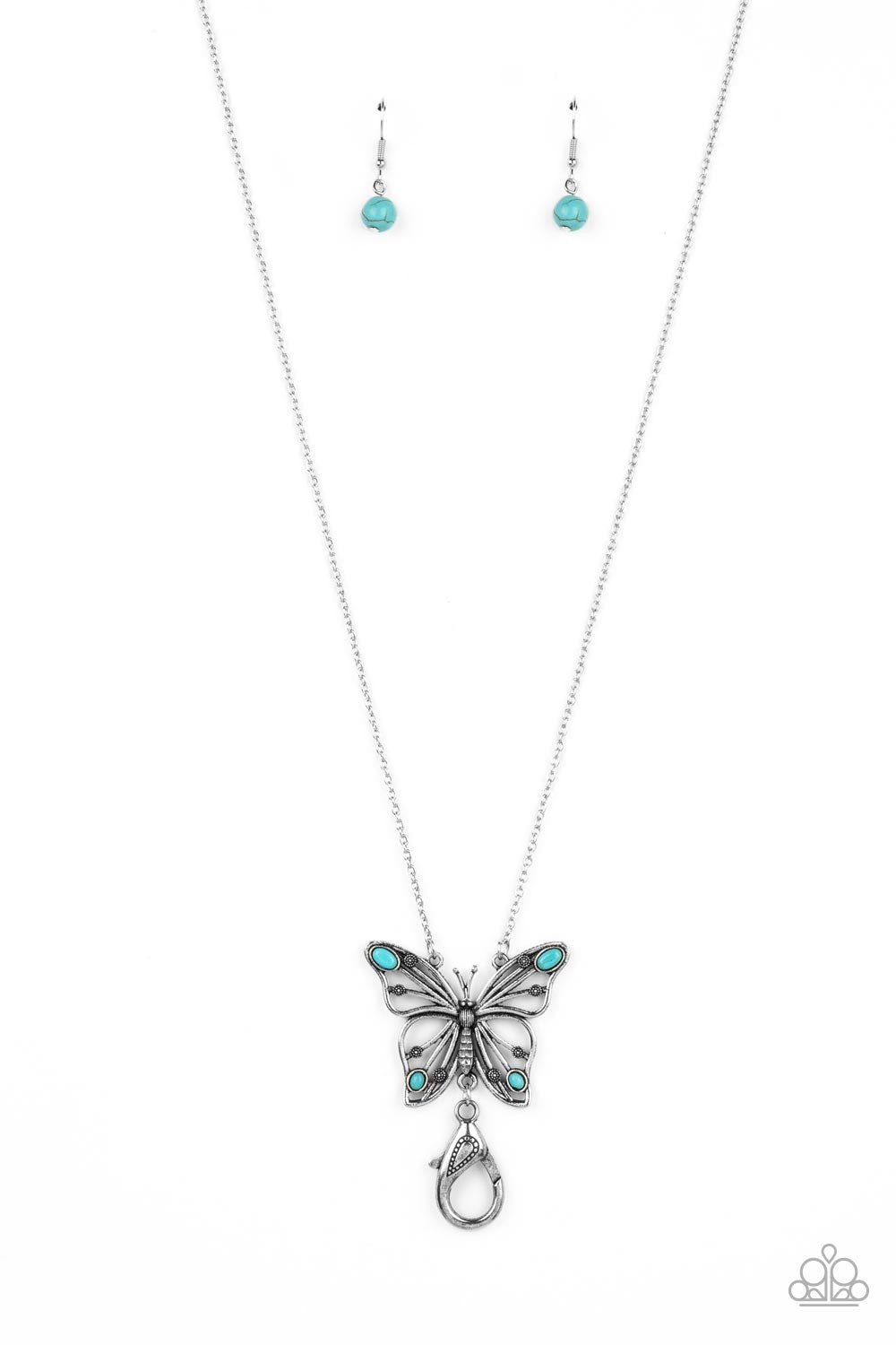 Paparazzi Badlands Butterfly - Blue Necklace - Pusher P