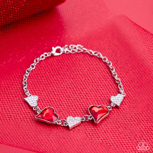 Paparazzi Cluelessly Crushing - Red Heart Bracelet -Paparazzi Jewelry Images