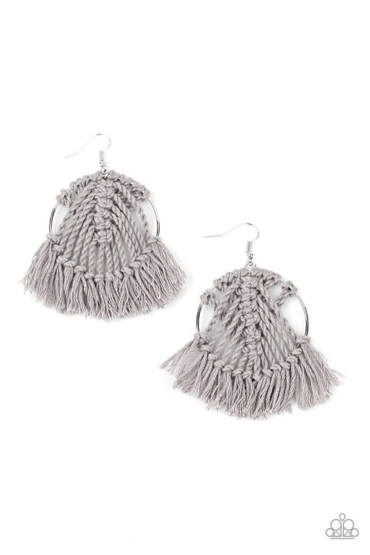 All About Macrame- Silver Earrings