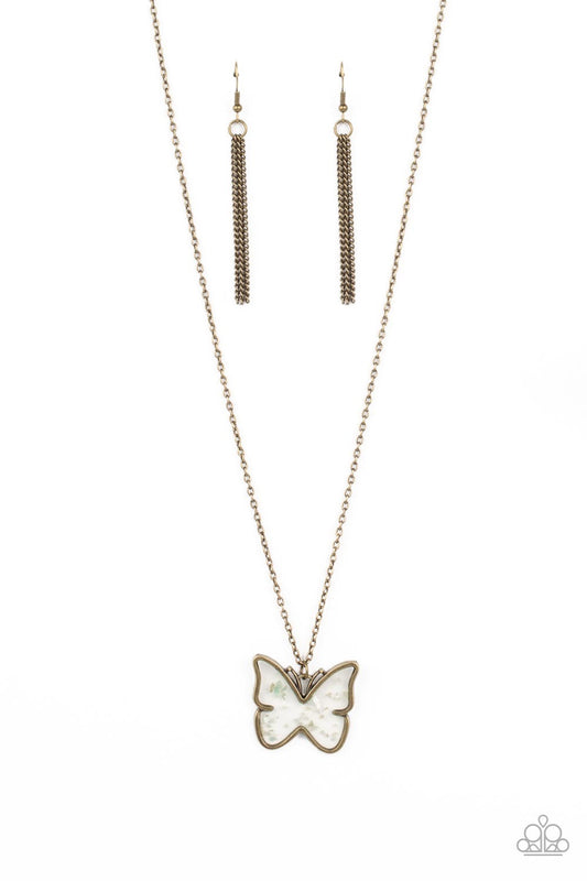 Paparazzi Gives Me Butterflies - Brass Necklace -Paparazzi Jewelry Images