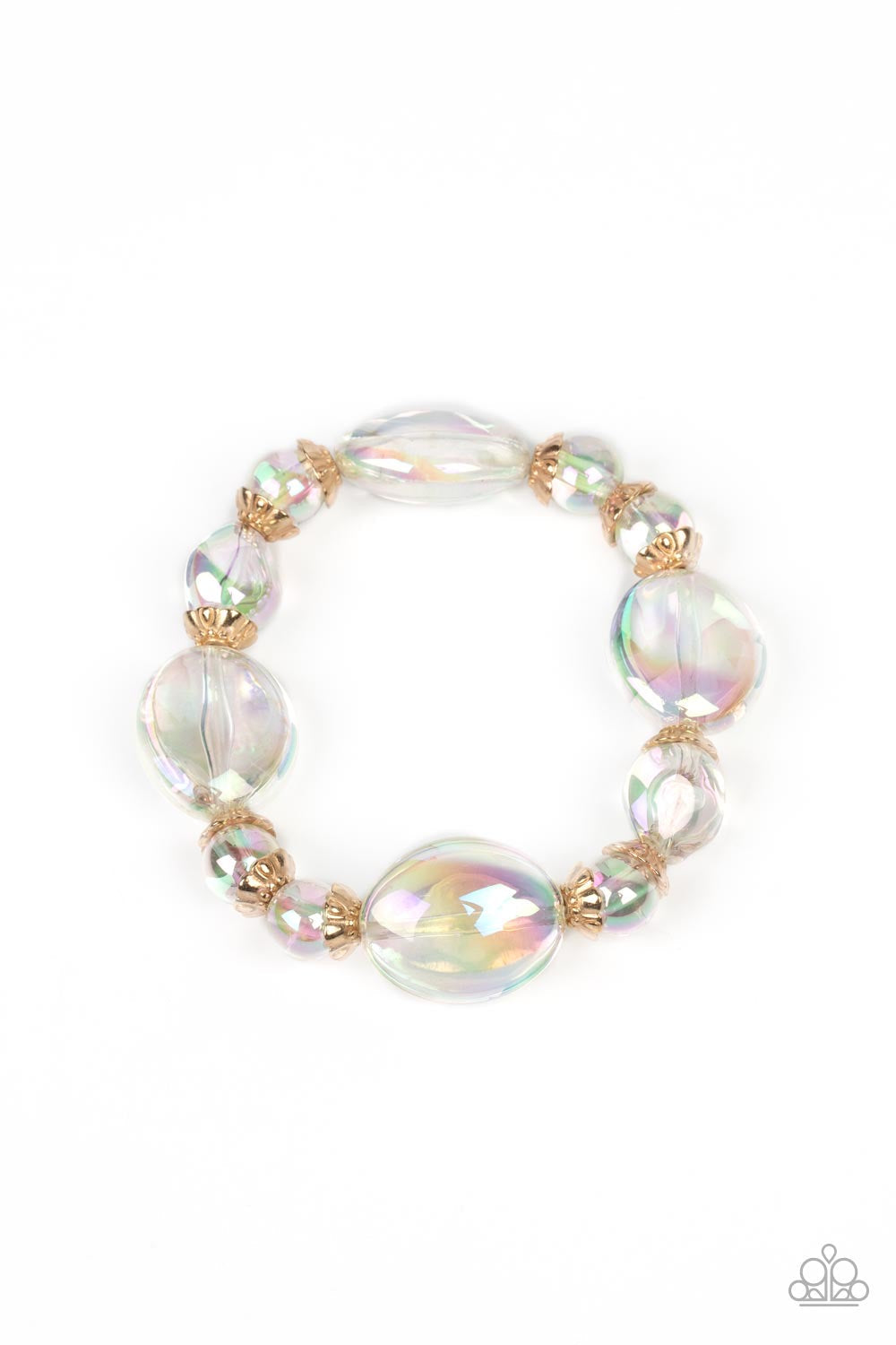 Paparazzi 2pc set: Prismatic Magic - Gold Necklace & Iridescent Illusions - Gold Bracelet