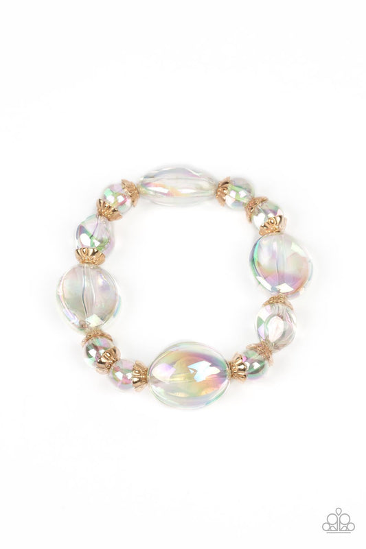 Paparazzi 2pc set: Prismatic Magic - Gold Necklace & Iridescent Illusions - Gold Bracelet